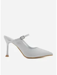 Embellished Buckle Detail Stiletto Heel Pumps - 4
