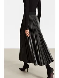 PU Leather Pleated Skirt - 2