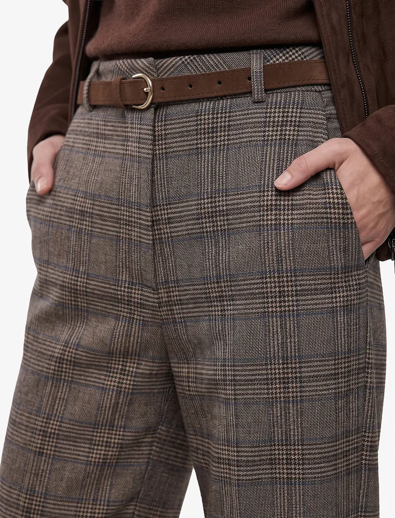 Belted Checked Pants - 3