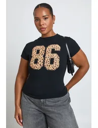 Plus 86 Printed Baby Tee - black