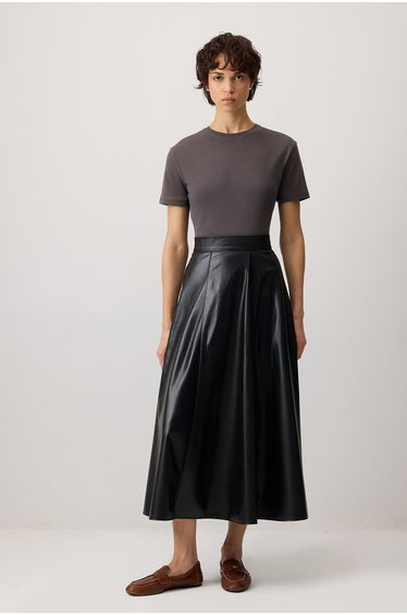 FLOUNCED FAUX LEATHER SKIRT product thumbnail 4