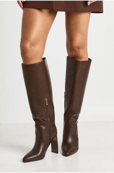 High Column Knee High Boots - chocolate