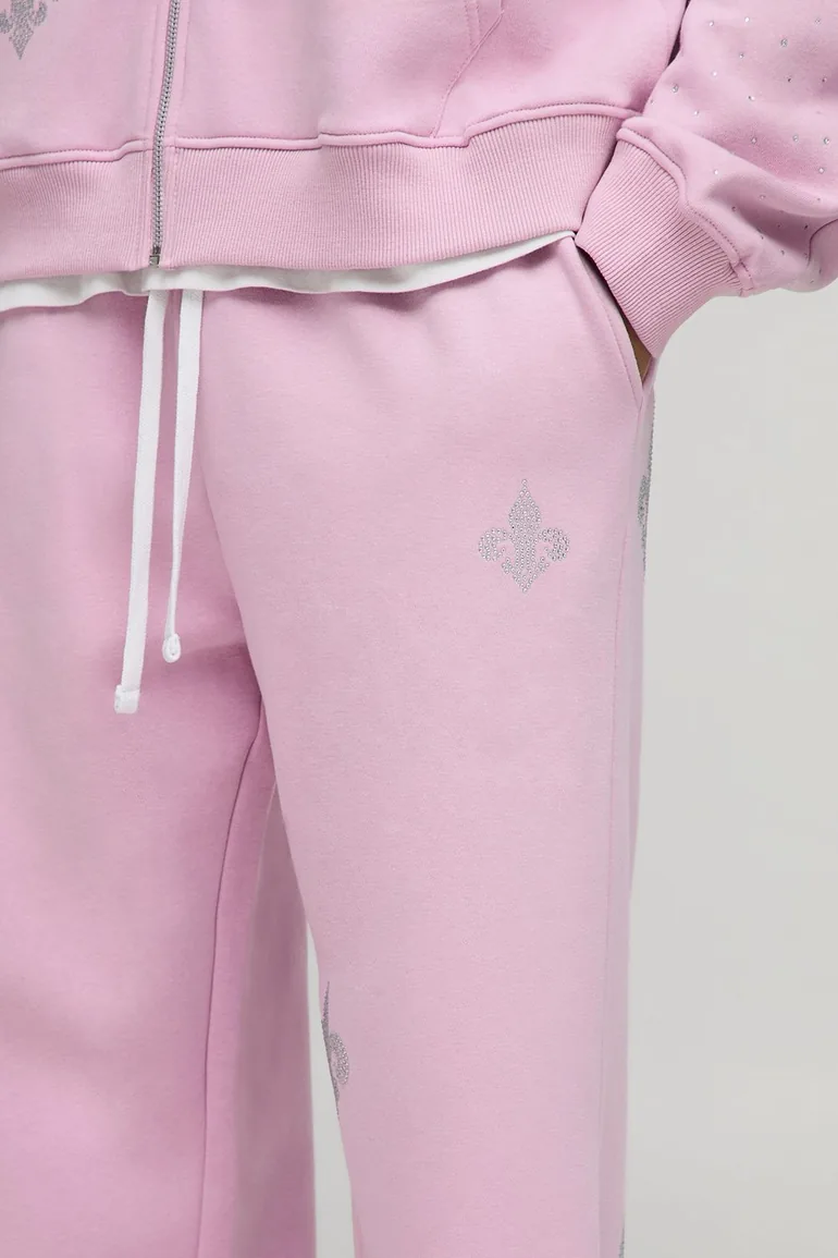 Baggy Fit Man Rhinestone Joggers - pink - 2