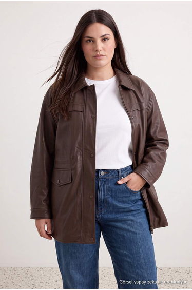 Dark Brown Oversized Plus Size Trench Coat product thumbnail 2