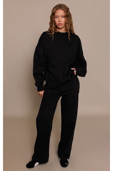 Black Oversized Sweat Tracksuit Set