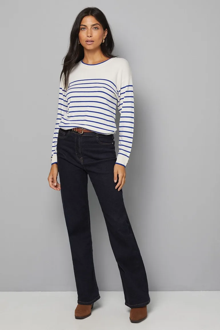 Crew Neck Stripe Knitted Top