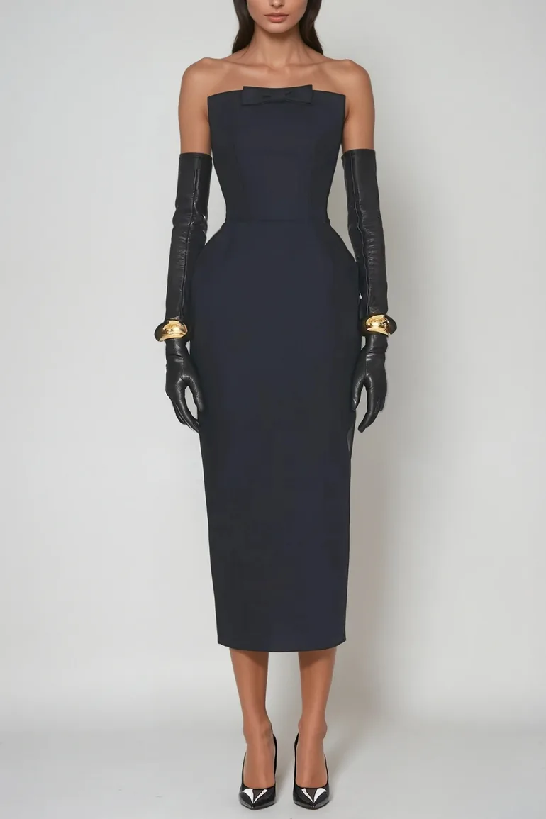 Bastien Strapless Dress In Black - 1