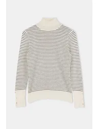 Ecru*001 Mercerized Look Premium Yarn / Special Yarn Basic Knitwear Sweater - 6