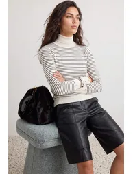 Ecru*001 Mercerized Look Premium Yarn / Special Yarn Basic Knitwear Sweater - 2