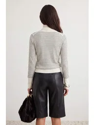 Ecru*001 Mercerized Look Premium Yarn / Special Yarn Basic Knitwear Sweater - 3