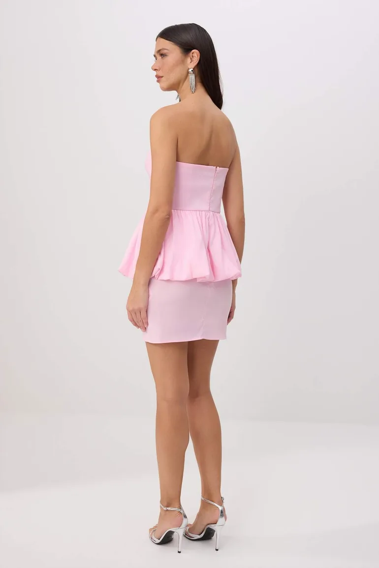 Pink Woven Mini Stylish Dress - 3