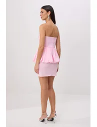 Pink Woven Mini Stylish Dress - 3