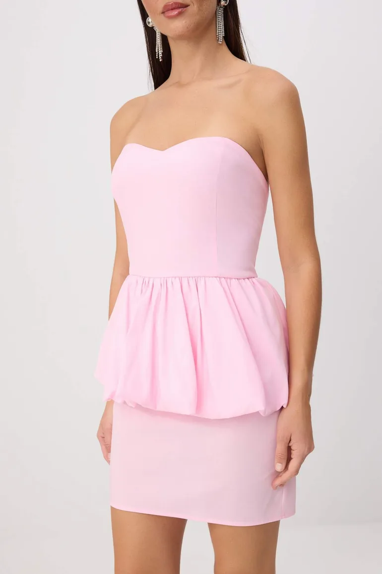 Pink Woven Mini Stylish Dress - 2