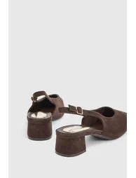 Willow Faux Suede Slingback Block Heel Court Shoe - 1
