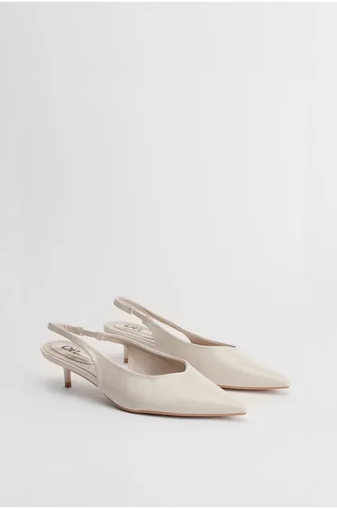 Avarni Faux Leather Slingback Kitten Heel Court Shoes