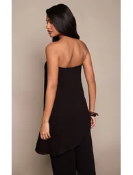 Black Bandeau Asymmetric Drape Detail Top - 2