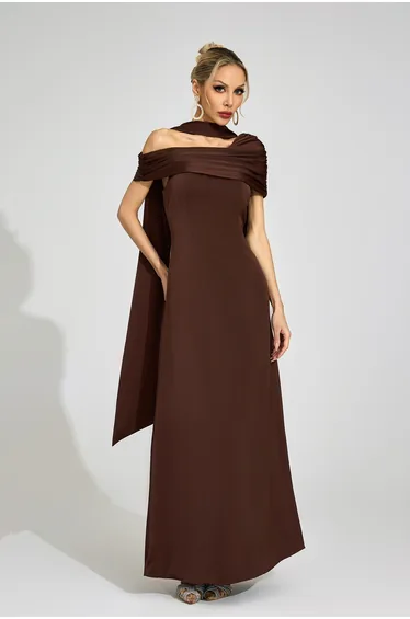Ovidia Brown Floral Maxi Dress
