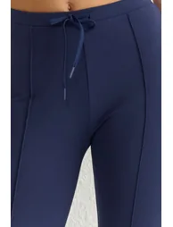 Navy Blue Plain Diver/Scuba Sportswear Sweatpants - 4