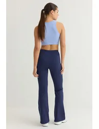Navy Blue Plain Diver/Scuba Sportswear Sweatpants - 2