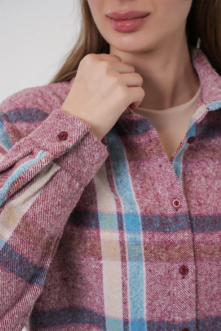 Plaid Pattern Double Pocket Shirt - 5