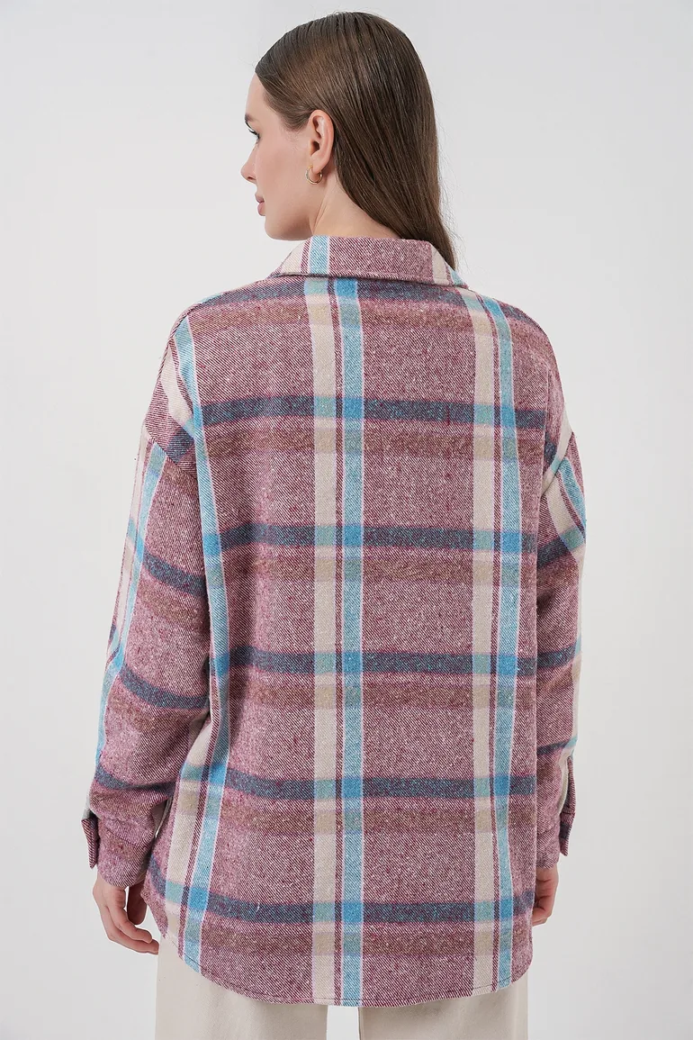Plaid Pattern Double Pocket Shirt - 6