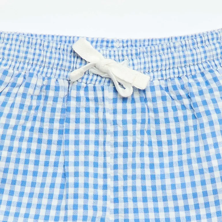 Gingham Seersucker Shorts BLUE - 1