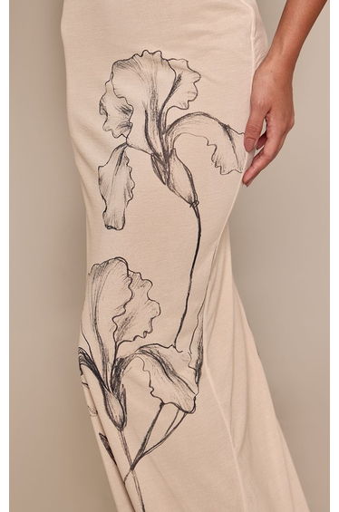 Cream Floral Print Drape Asymmetric Maxi Dress product thumbnail 4
