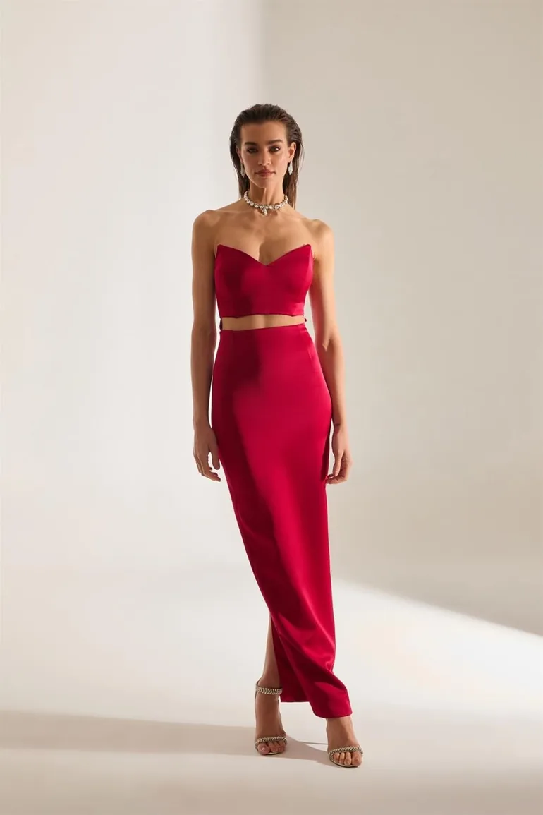 Mabel Cut Out Low-cut Pencil Satin Evening Dress