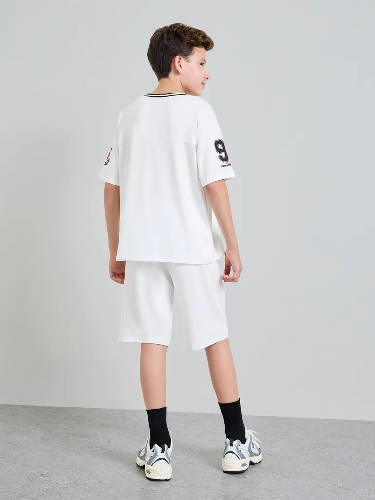 Boys Graphic V Neck Jersey T-Shirt and Shorts Set - 4