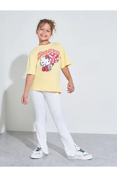 Teen Girls Yellow Hello Kitty Print Oversized T-Shirt