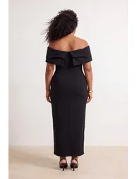 Black Lined Woven Long Stylish Evening Dress Night Graduation Dress - 6