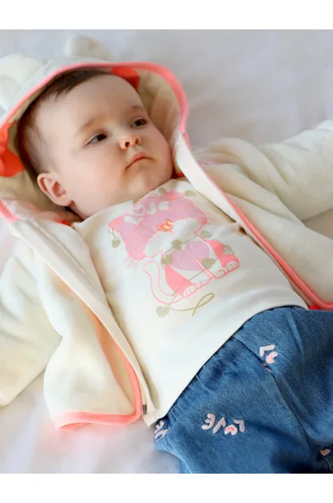 Billieblush Baby Girls Faux Shearling Jacket in Ivory