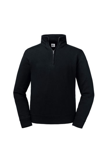 Russell Mens Authentic Zip Neck Sweatshirt - Black