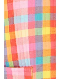 Yumi Multicolour Checked Reversible Cotton Quilted Jacket - 6