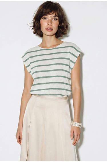 LUCCI Striped Boat Neck Knit Top product thumbnail 3