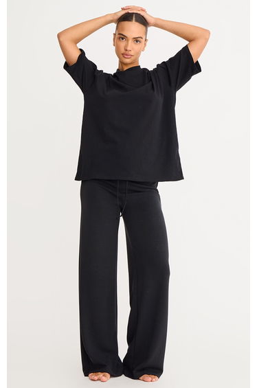Black Cotton Basic Oversized T-shirt product thumbnail 3