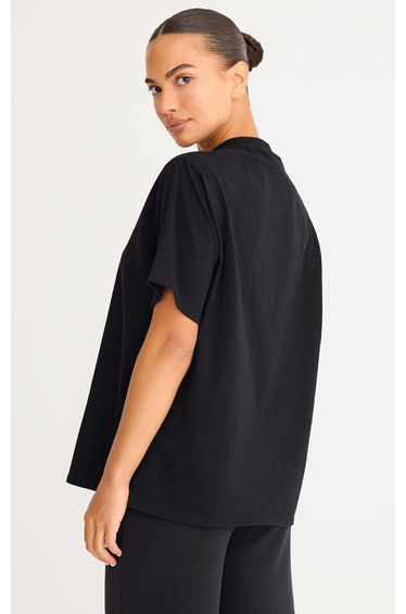 Black Cotton Basic Oversized T-shirt product thumbnail 2