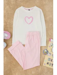 Powder Girl Printed Pajamas Set Knitted Bottom-Top Set