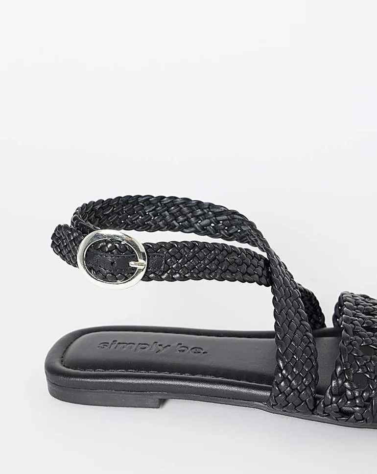 Woven Multi Strap Sandals Extra Wide Fit - 2
