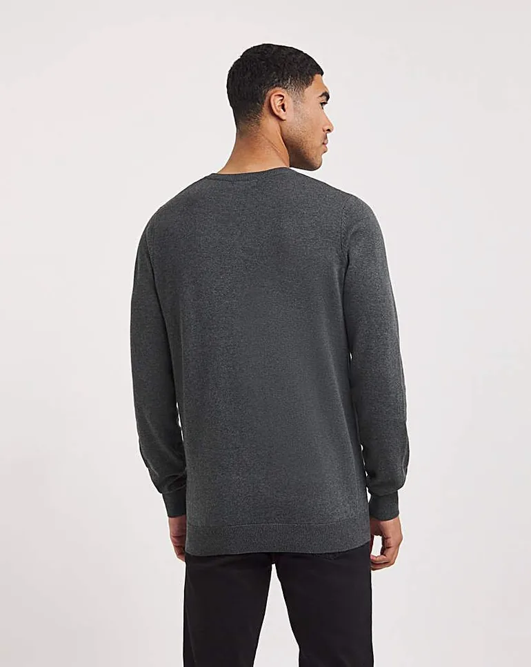 Cotton V Neck Knitted Jumper - 2
