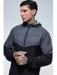 Tall Man Active Regular Fit Marl Stretch Woven Windbreaker Tracksuit - black - 1