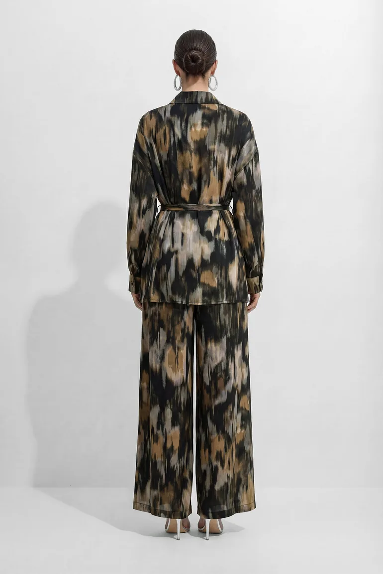 Chill Moment Black Abstract Print Top & Wide Leg Pants Set - 4