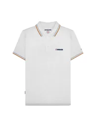 Lambretta Mens SS25 Twin Tip Polo Shirt - White/Sky - 1