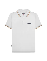 Lambretta Mens SS25 Twin Tip Polo Shirt - White/Sky - 3