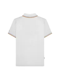 Lambretta Mens SS25 Twin Tip Polo Shirt - White/Sky - 2