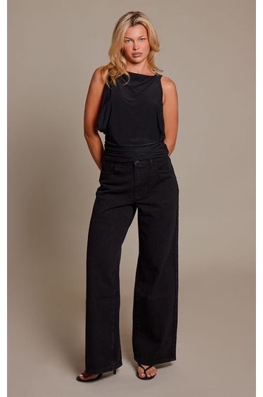 Black Slinky Back Trim Detail Sleeveless Top product thumbnail 3