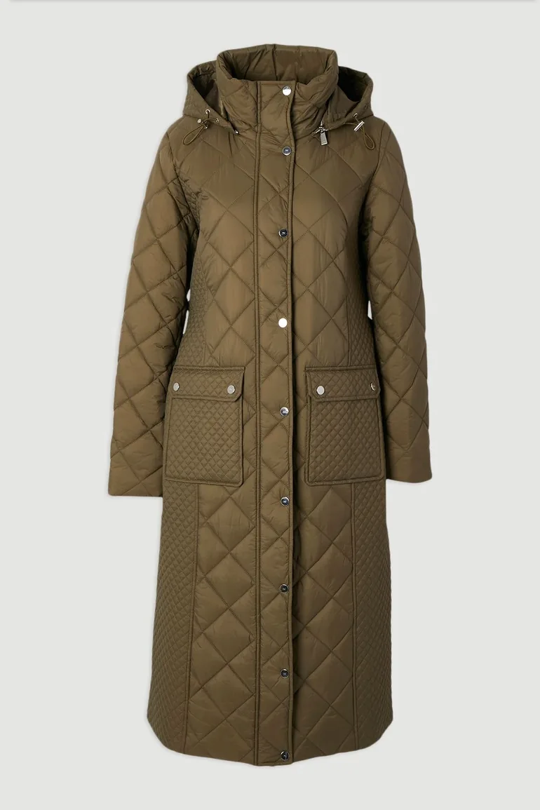 Quilted Hooded Longline Coat - 3