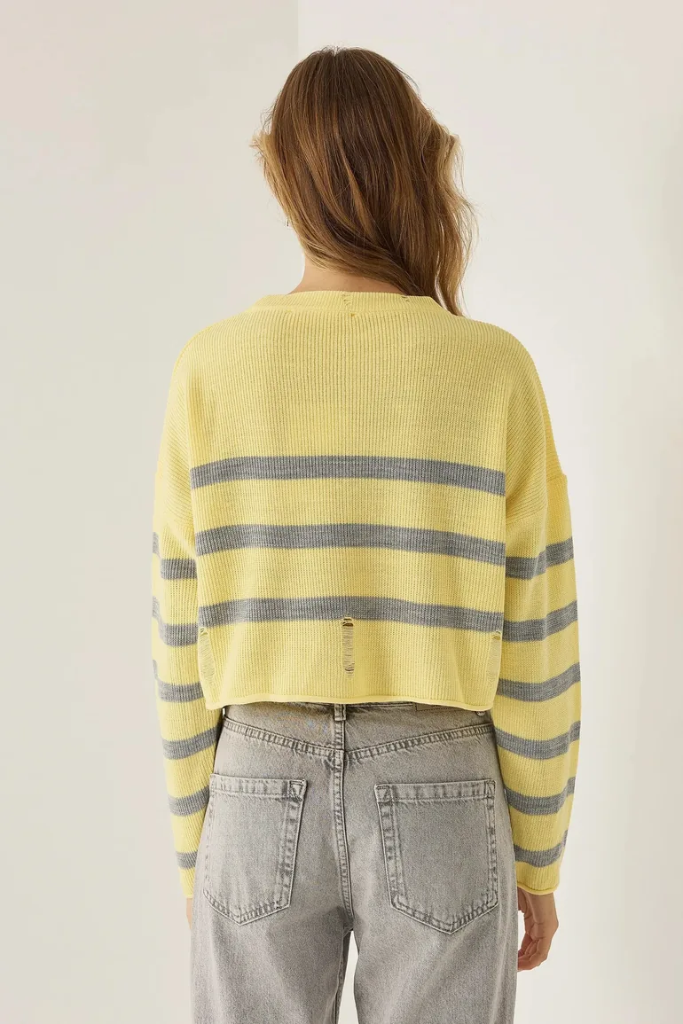 Striped Crew Neck Sweater - 3