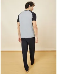 Colorblock Raglan Sleeve T-Shirt and Pyjama Set - 4