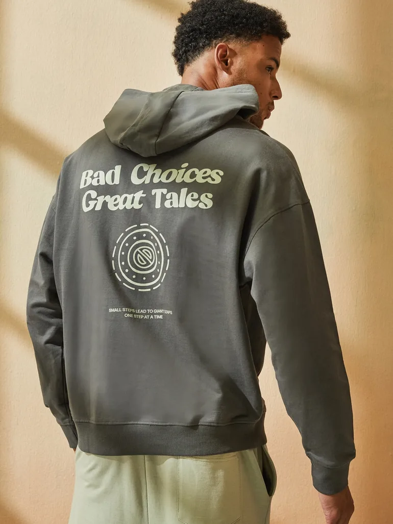 Front and Back Graphic Print Oversized Hoodie - 5